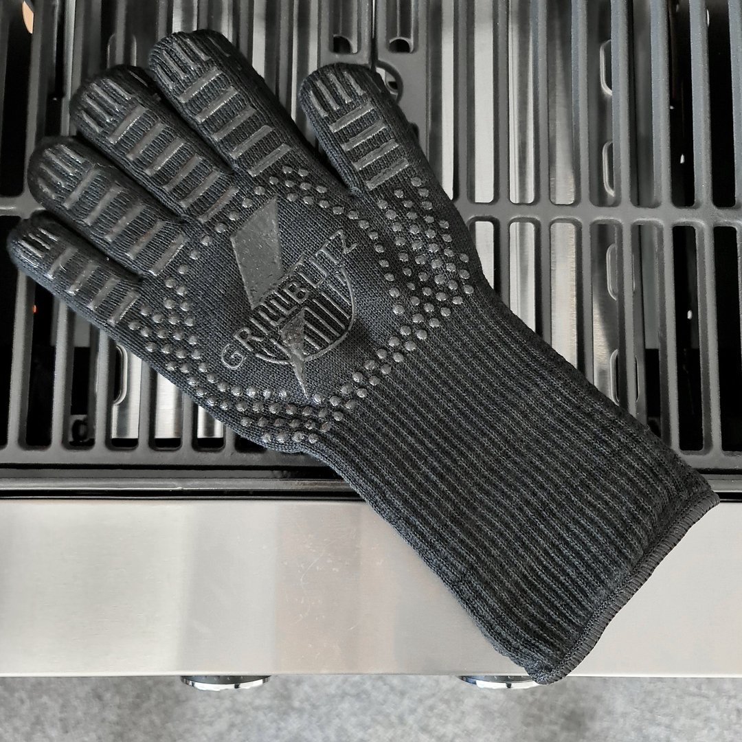 EN407 Zertifizierte Kochenhandschuh CRXOOX Grillhandschuhe bis zu 500 °C Kaminhandschuhe Schwarz 2er per Set Ofenhandschuhe 